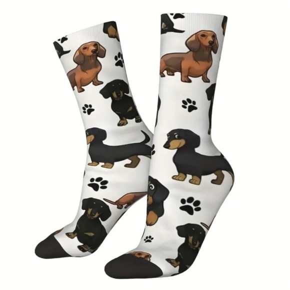 Dachshund Doxie Weiner Sausage Dog Novelty Crew Tube Socks Unisex Men’s Women's - Picture 3 of 15